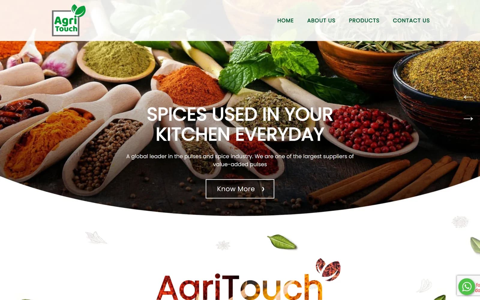 Agri Touch website designed and developed by Webyant