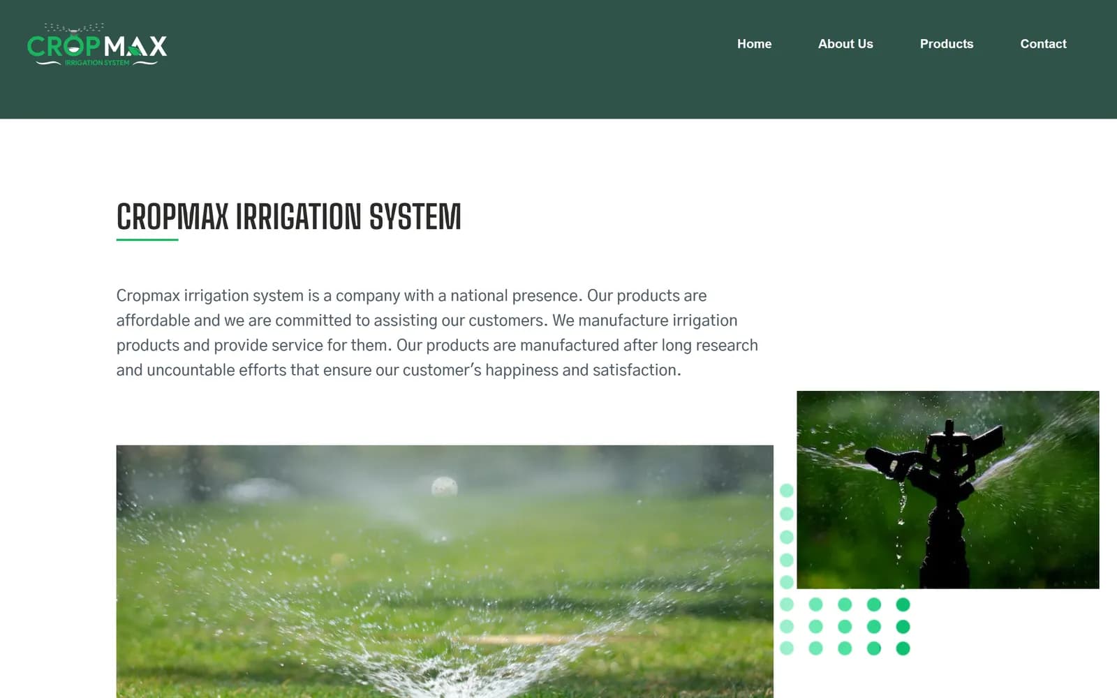 Cropmax about page introducing Cropmax Irrigation System