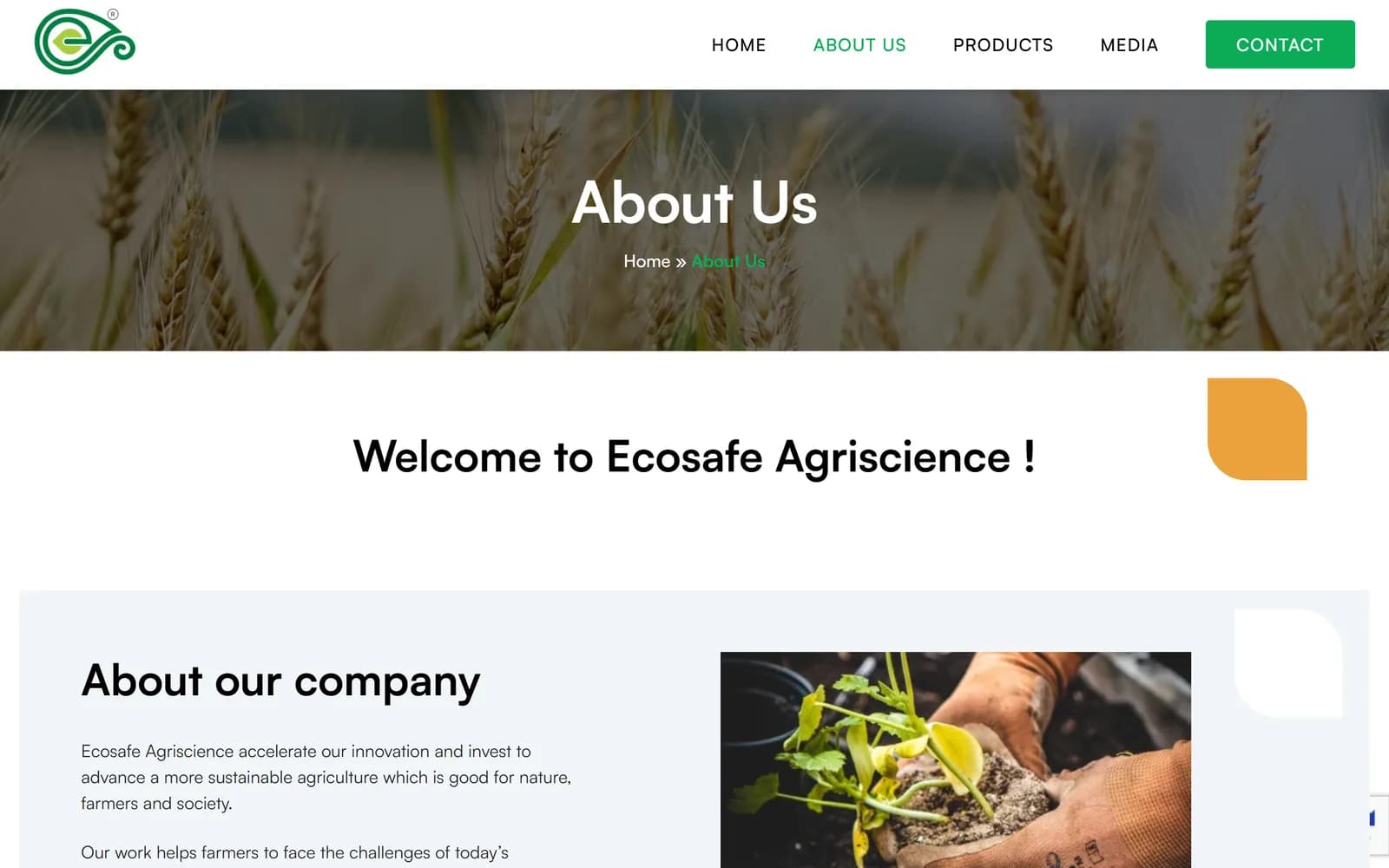Ecosafe Agriscience about page introducing the company