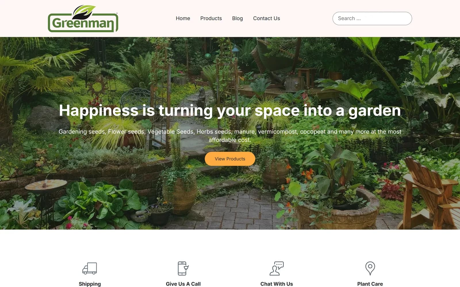 Greenman Garden Agro Center website designed and developed by Webyant