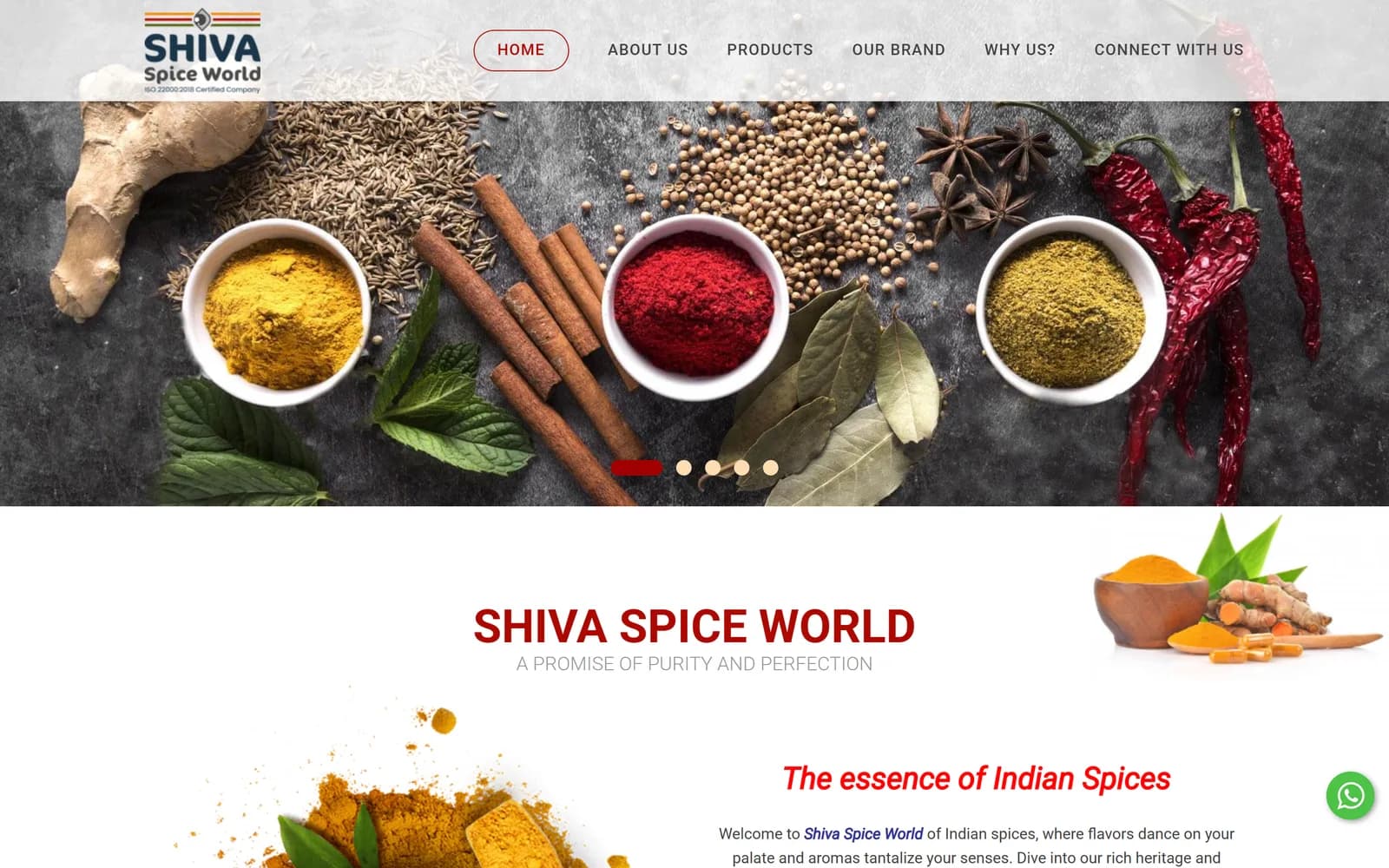 Shiva Spice World website designed and developed by Webyant