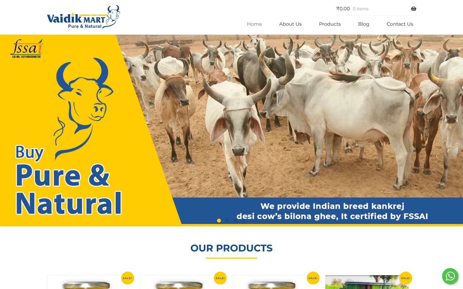 Vaidik Mart website designed and developed by Webyant