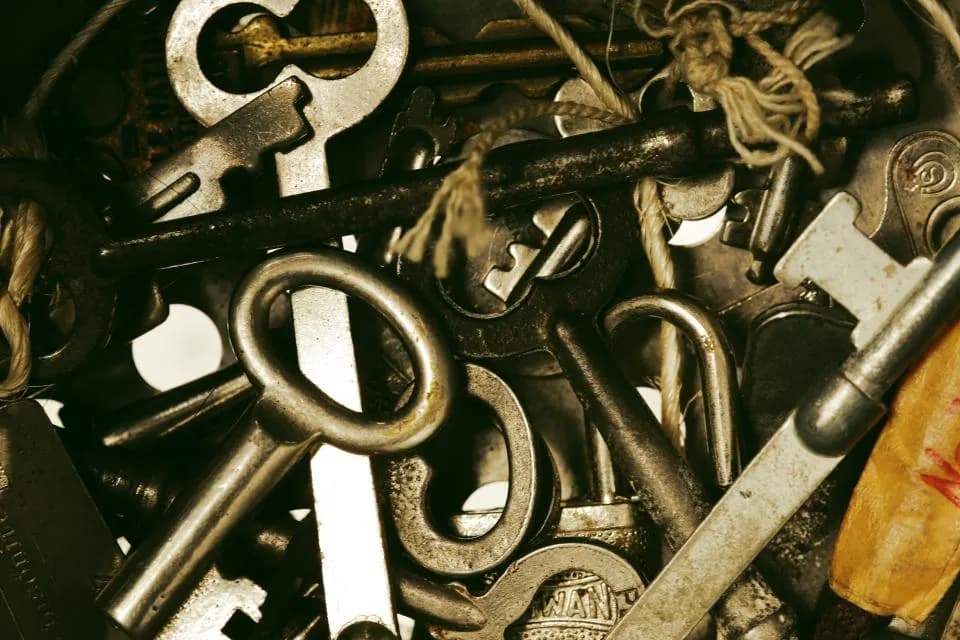 Pile of old keys representing website security and access control
