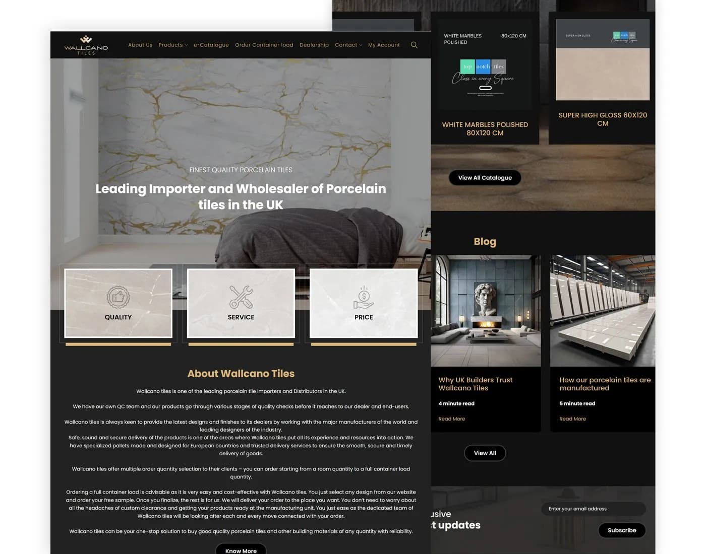 Wallcano Tiles website designed and developed by Webyant